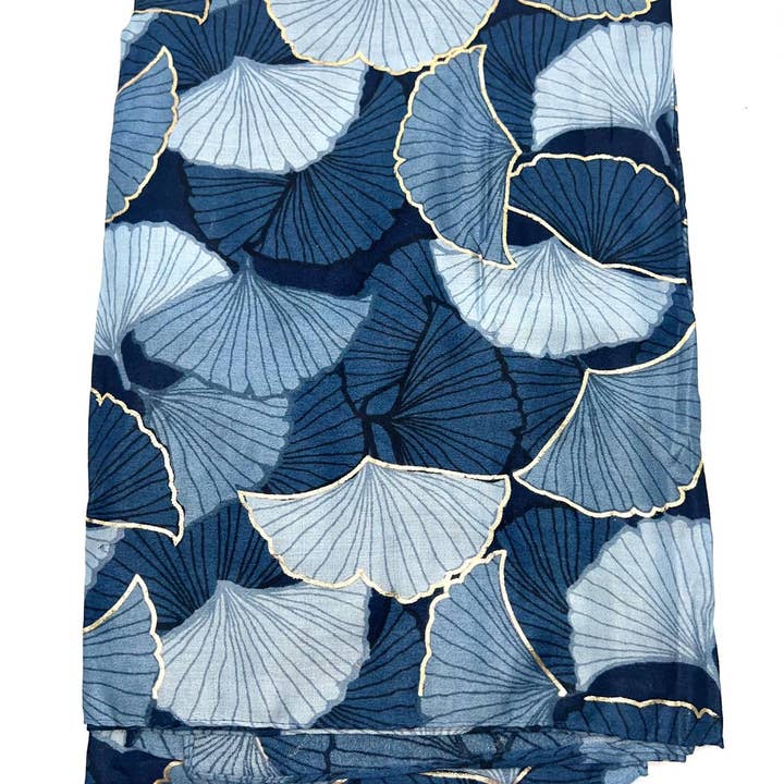 LINETA - Wholesale Scarf - Women's - HH-289 Printed scarf with gingko pattern and lurex4