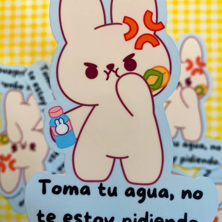 ¡Toma tu agua! Pegatina de vinilo brillante en español para venta al por mayor de LulunaGhost