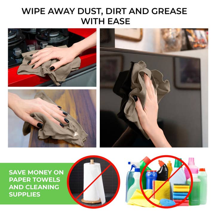 Tilo The Ultimate - Venta al por mayor Paño de limpieza - Paño de limpieza de microfibra TiLo, 19.75 x 13 pulgadas, reutilizable, beige2