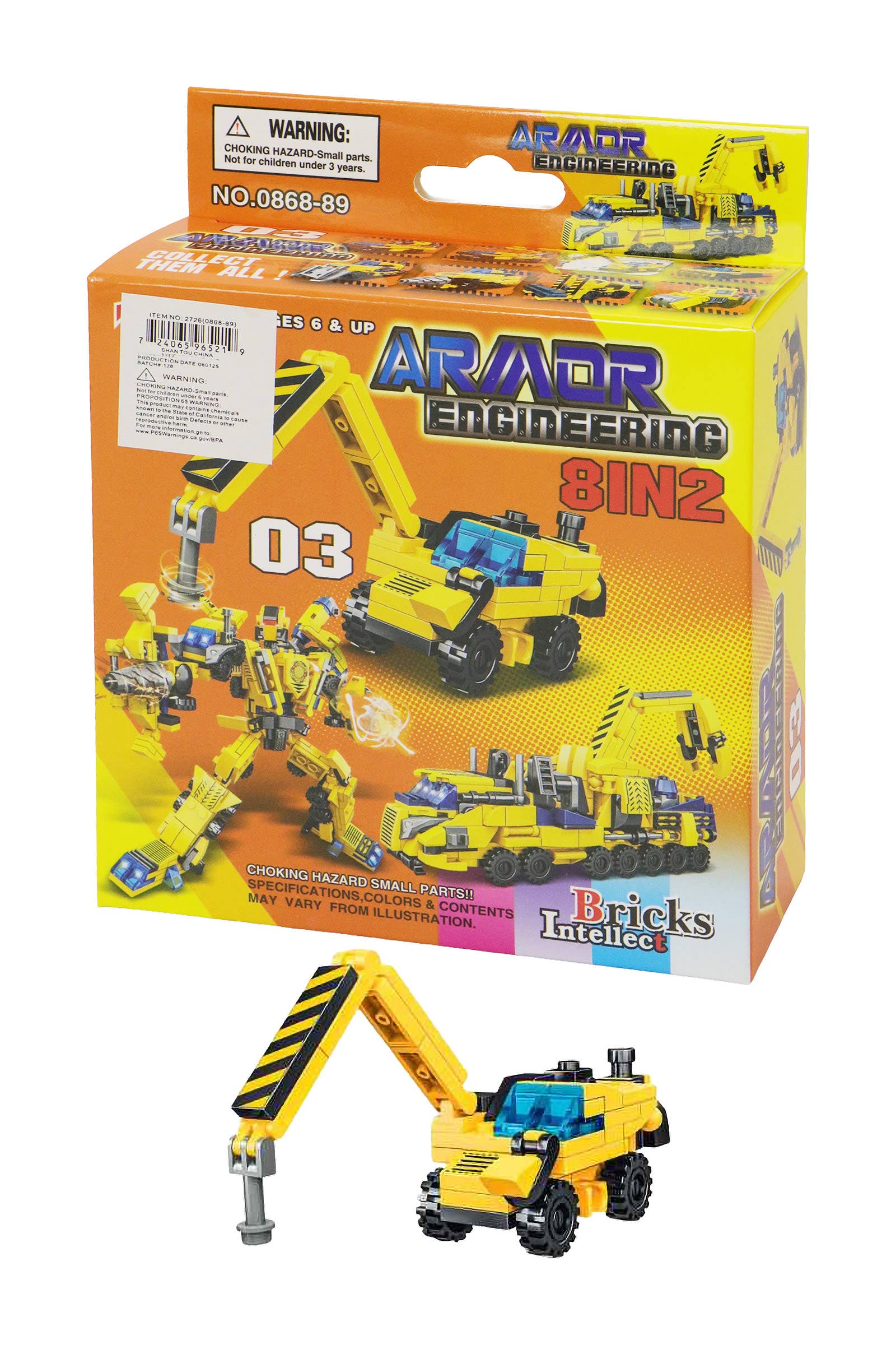 ASSORTED Construction Vehicle Diy Building Block - 8 Box for wholesale on Faire12