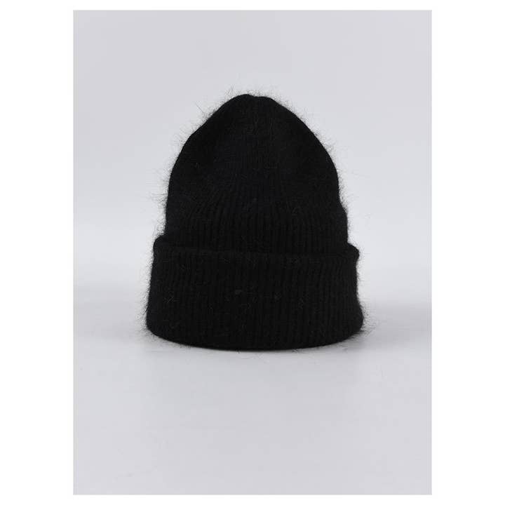 Angora Beanie Hat - Black for wholesale on Faire1