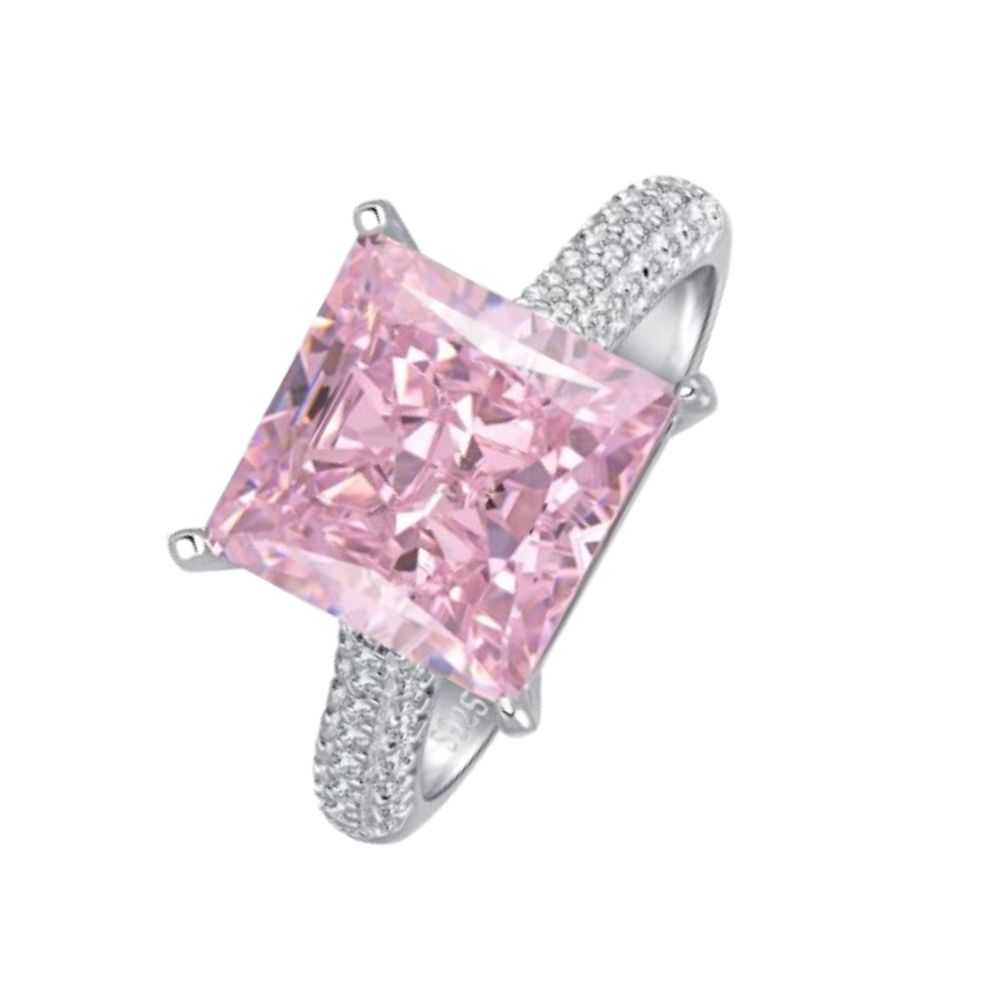 FCJ Jewelry LLC - Wholesale Cocktail/Statement Ring - Sterling Silver Created Pink CZ Square Cut Statement Ring1