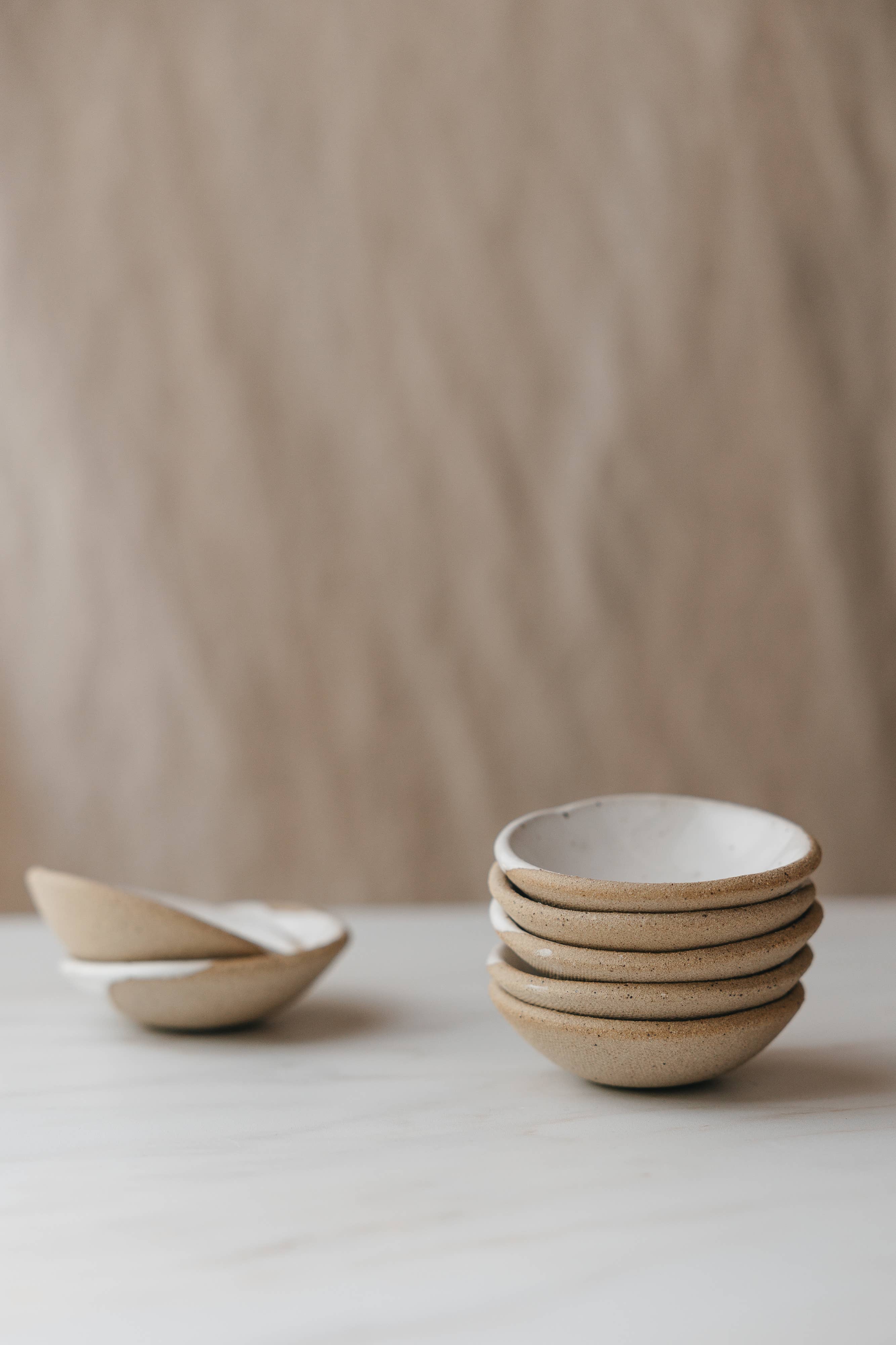 D Pottery - Wholesale Condiment/Dip Bowl - Speckled White Ceramic Prep Dishes - per each3