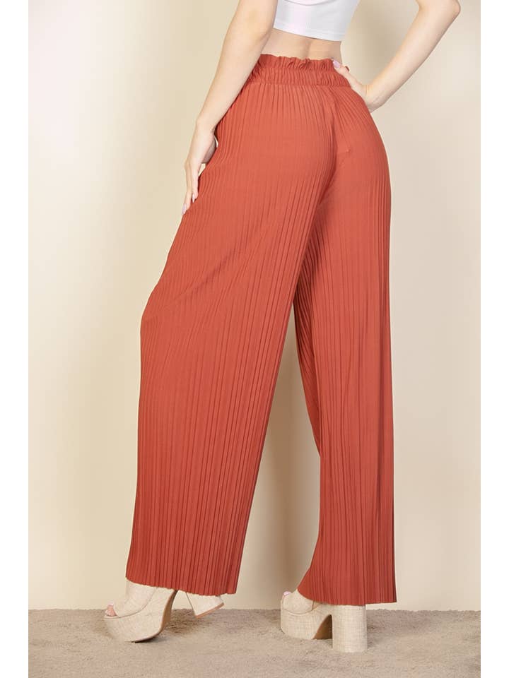 CAPELLA APPAREL - Wholesale Pants - Women's - Pleated Stretch Crepe Pull-On Wide Leg Tie Front Pants8