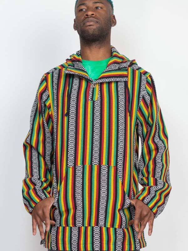 Sweat à capuche à boutons Rasta Baja pour la vente par Lakhays Collection Inc.