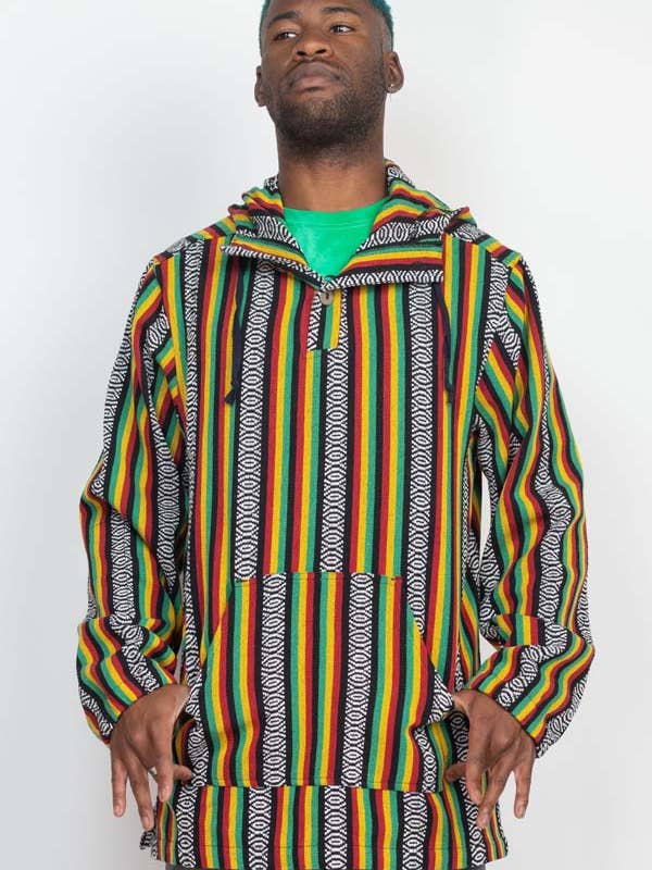 Rasta Baja Button Hoodie for wholesale by Lakhays Collection Inc.