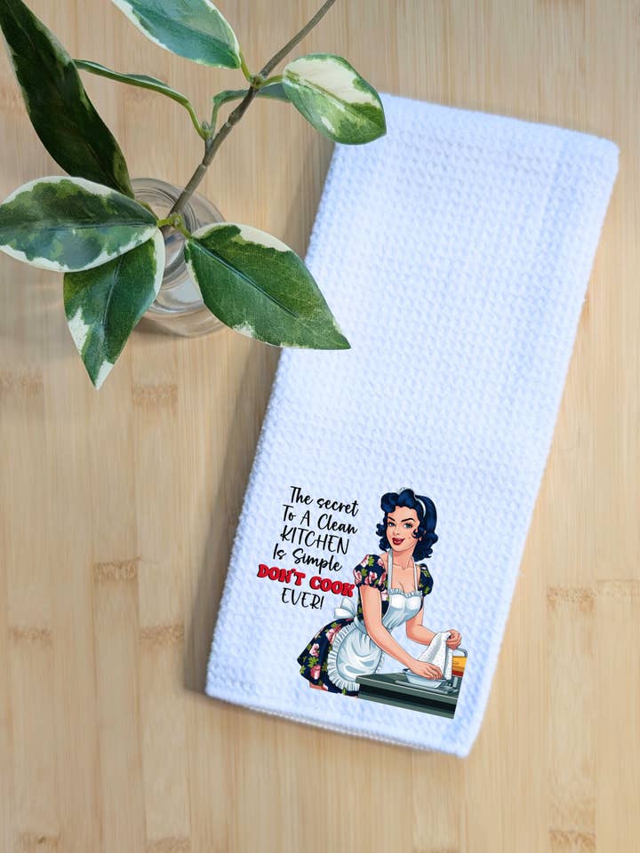 Tea Towel Waffle Fabric Kitchen Sarcastic Funny 16" x 24" for wholesale by Creations by Terra