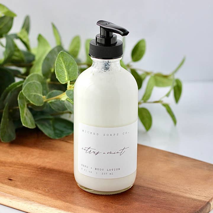 Citrus + Minze Hand- & Körperlotion | Erfrischende leichte Feuchtigkeit für den Großhandel von Wicked Soaps Co.
