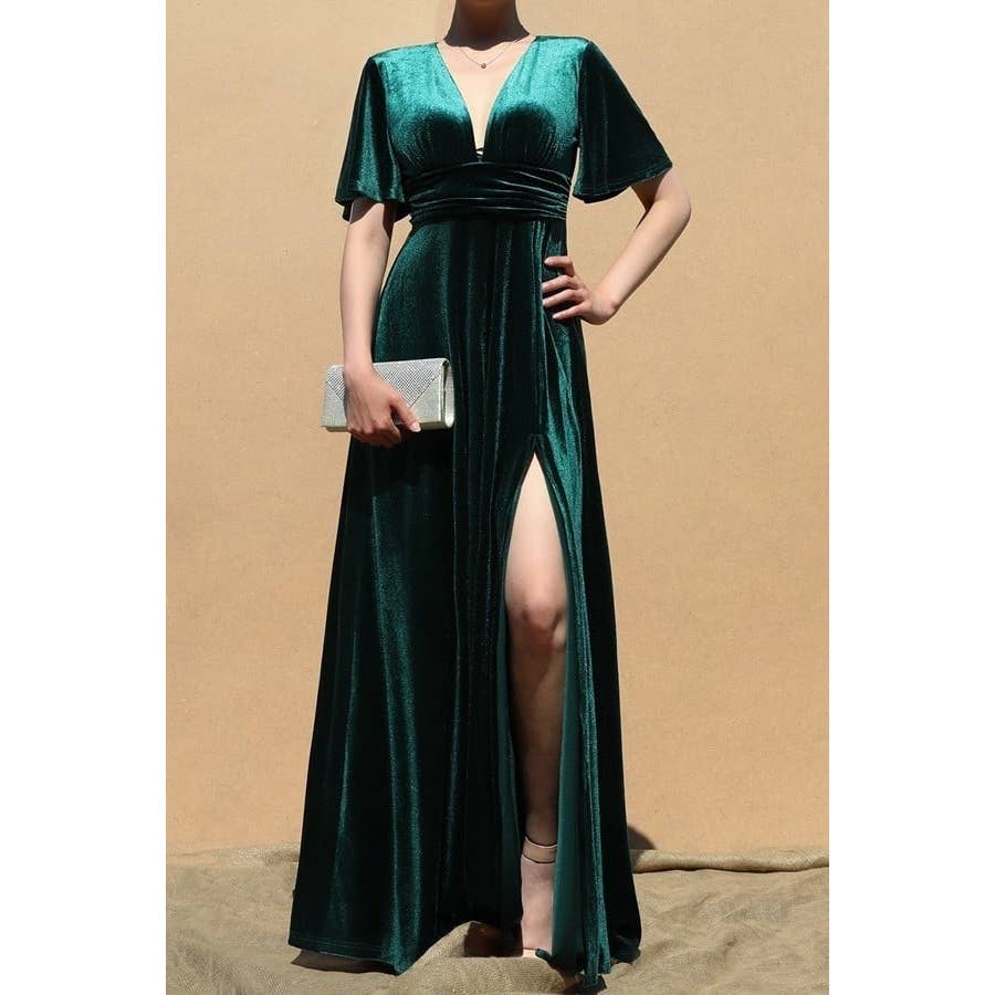 Esmeray Clothing - Wholesale Dress - Women's - Velvet Elegance Maxi Dress with Smocked Waistband6