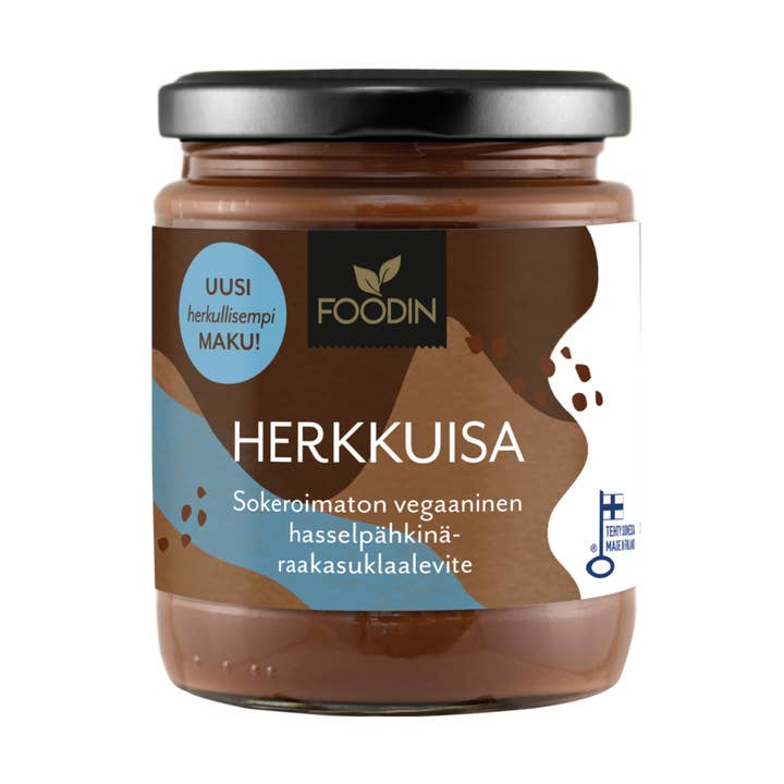 Herkkuisa Hazelnut Raw Chocolate Spread, no added sugar 230g for wholesale by Foodin