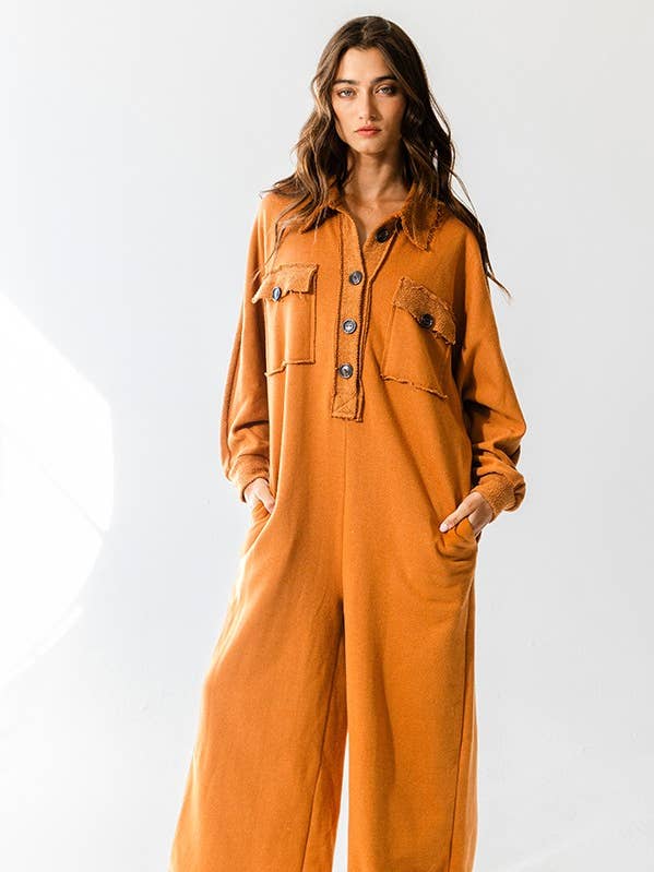 BUCKETLIST INC - Wholesale Jumpsuit - Women's - R5343 Oversize French Terry Jumpsuit0