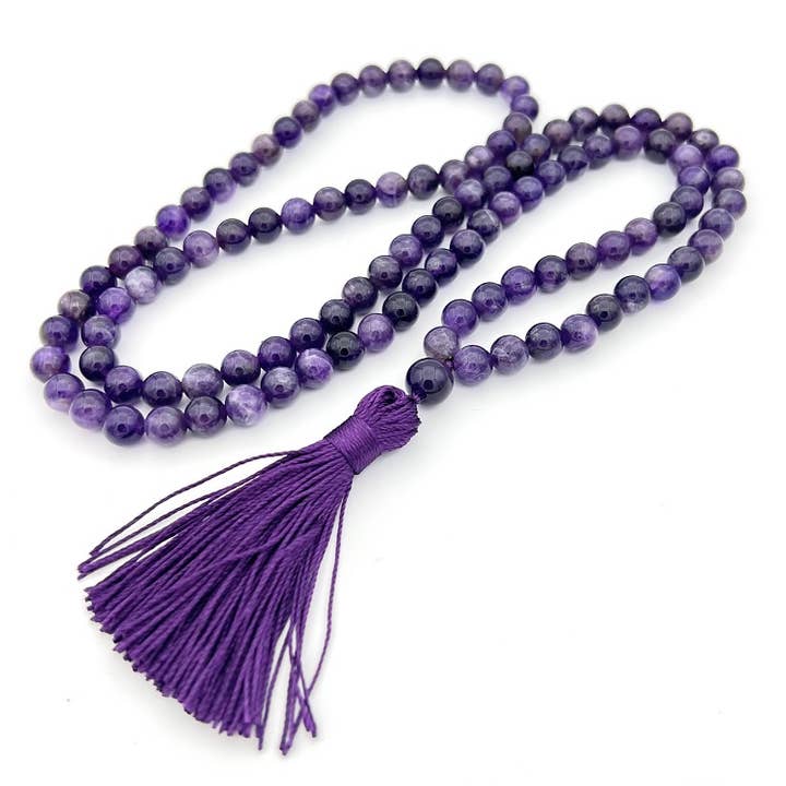 Tingido Natural Grau A Ametist Zen 108 Mala - 8mm por atacado de Namu Baru Inc.
