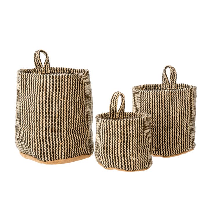 Grassland Stripe Potting Baskets S/3 for wholesale by Indaba Trading