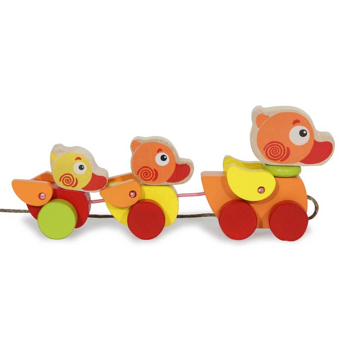 mhw24 - Venta al por mayor Juguete de madera - Niños - Juego de 3 juguetes de madera Kidiwood Pulling Duck Family