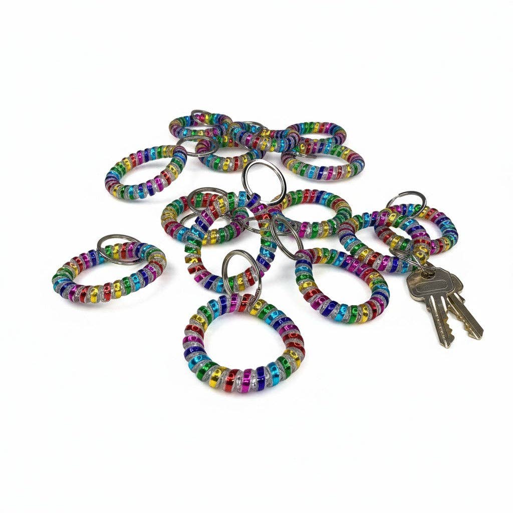 ONE COLOR RAINBOW HAIR TIE KEYCHAIN 0415-21 (12PC) for wholesale on Faire5