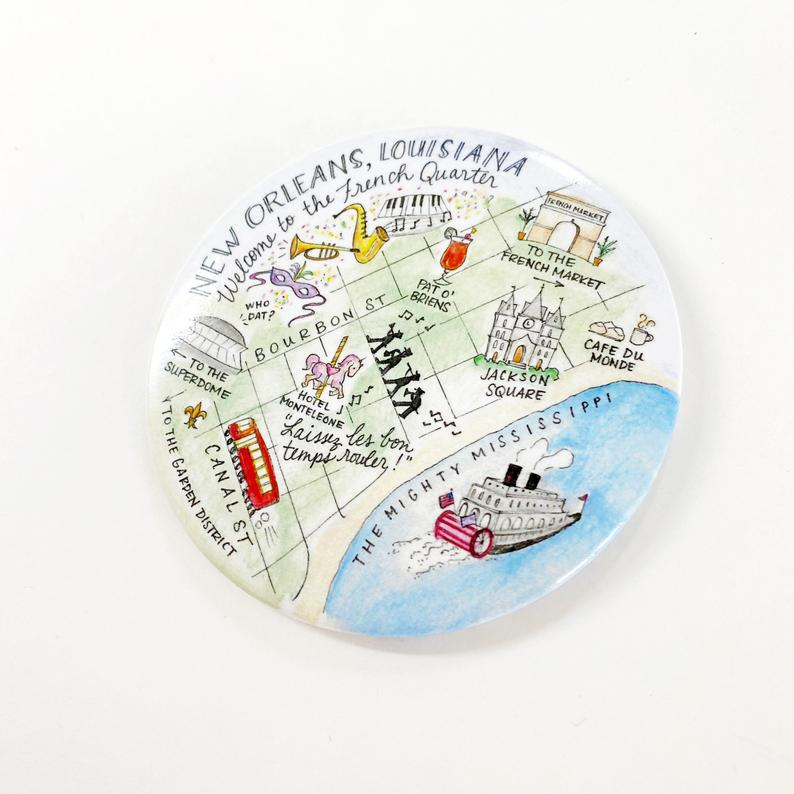 Natty Michelle Paperie - Venta al por mayor Imanes - Imanes de mapa de Nueva Orleans, Luisiana3