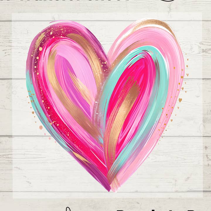 Abstract Brush Stroke Heart DTF Transfer – Pink & Gold for wholesale by Enchanted Island Prints