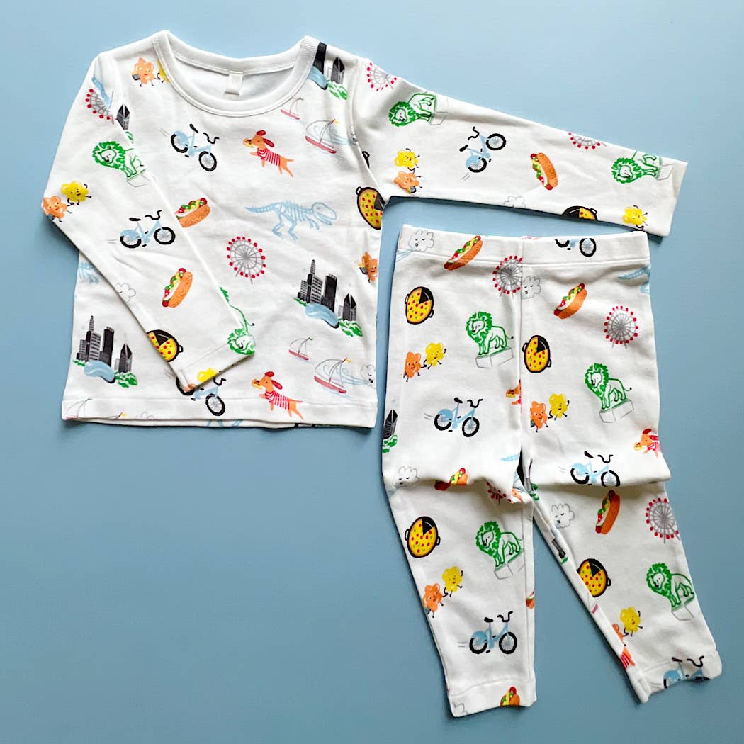 Estella - Wholesale Sleepwear Set - Kids - Chicago Adventures Organic Kids' Pajamas – Windy City Dreams1