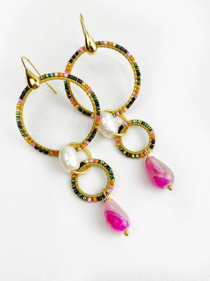 Handvävda Mandala Japanska Pärlörhängen för wholesale av Black Lamb Design