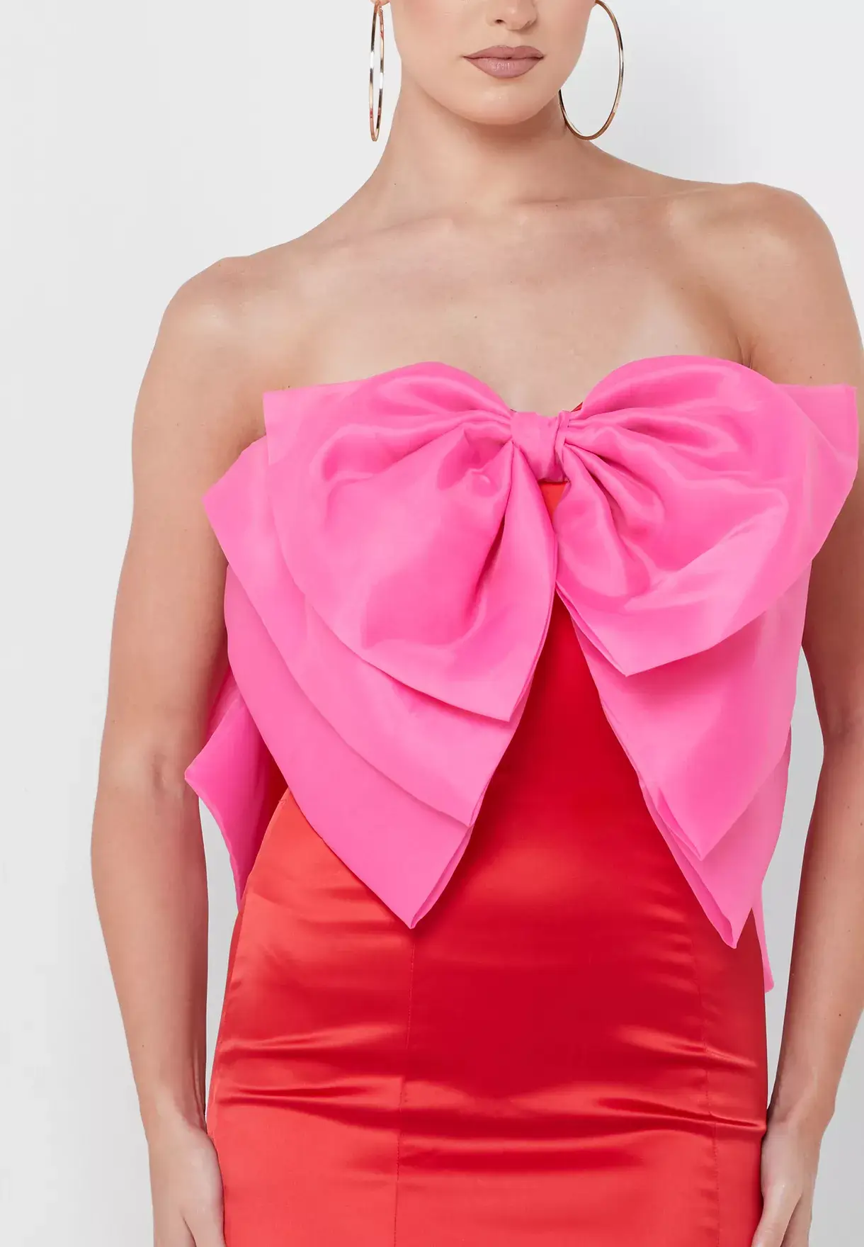 Red Pink Oscar Strapless Bowed Mini Dress for wholesale on Faire3