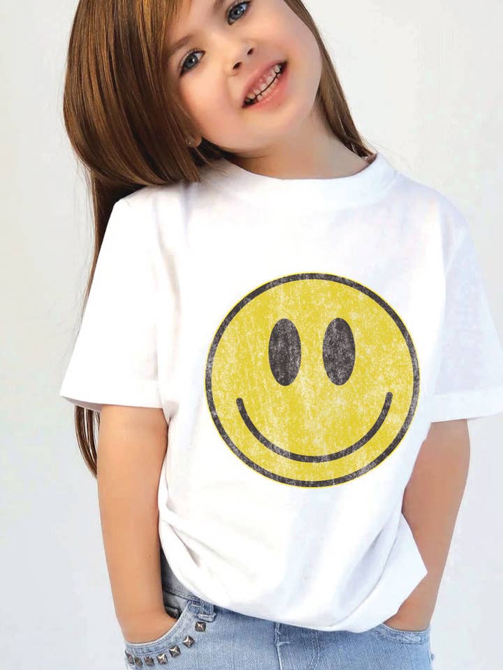 L1047 - T-shirt met print SMILE voor wholesale door KNOCK ON THE STYLE