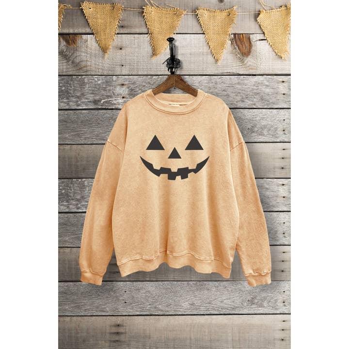 VINTAGE POINT USA - Wholesale T-Shirt (Graphic) - Women's - SWD385-P7311 PUMPKINHEAD GRAPHIC MINERAL WASHED SWEATSHIRT3