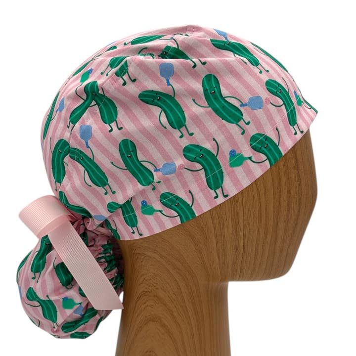 Ponytail Scrub Cap - Funny Pickleball Print for wholesale by SewingLabPlus