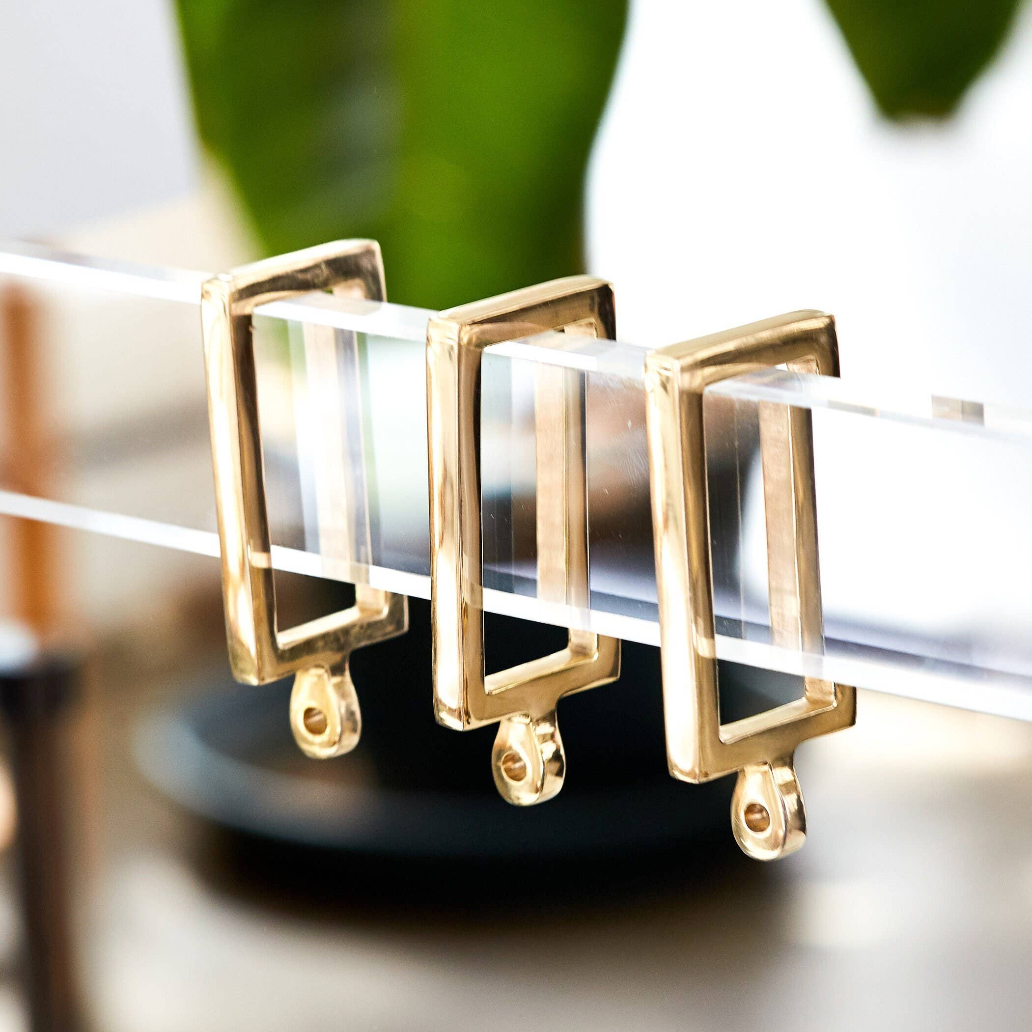LuxHoldups - Wholesale Curtain Rod - Brass Rectangle Curtain Rings for Lucite Rod by Luxholdups3