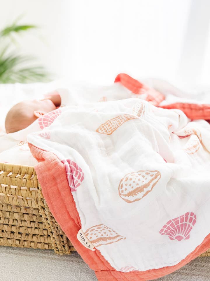 Coca + B.™ - Wholesale Milestone Blanket - Kids & Baby - Organic Seashell Baby Blanket | Coastal Beachy Nursery Decor3