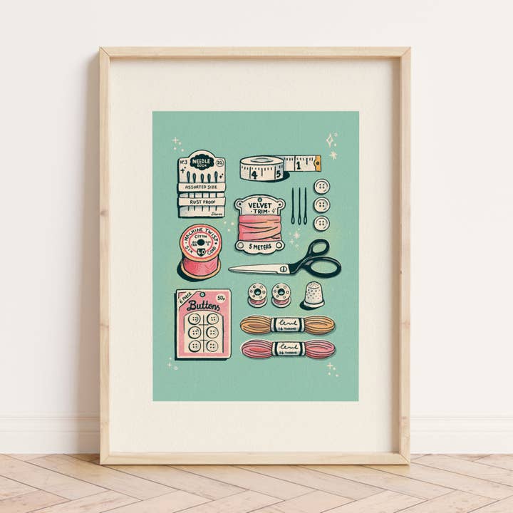 Sewing Print - A5 for wholesale by Eve Anderson Draws