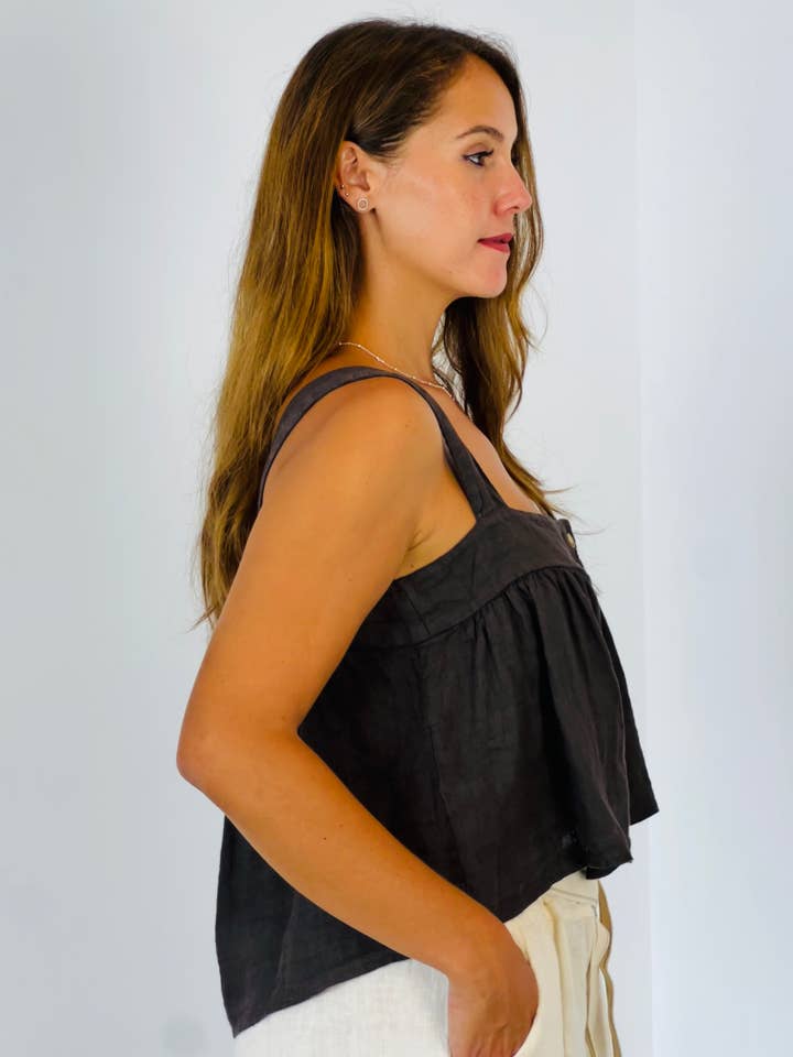 Linen & More - Wholesale Button Down Shirt - Women's - REF 23197 TOP LINEN T-SHIRT 100% BUTTONS
