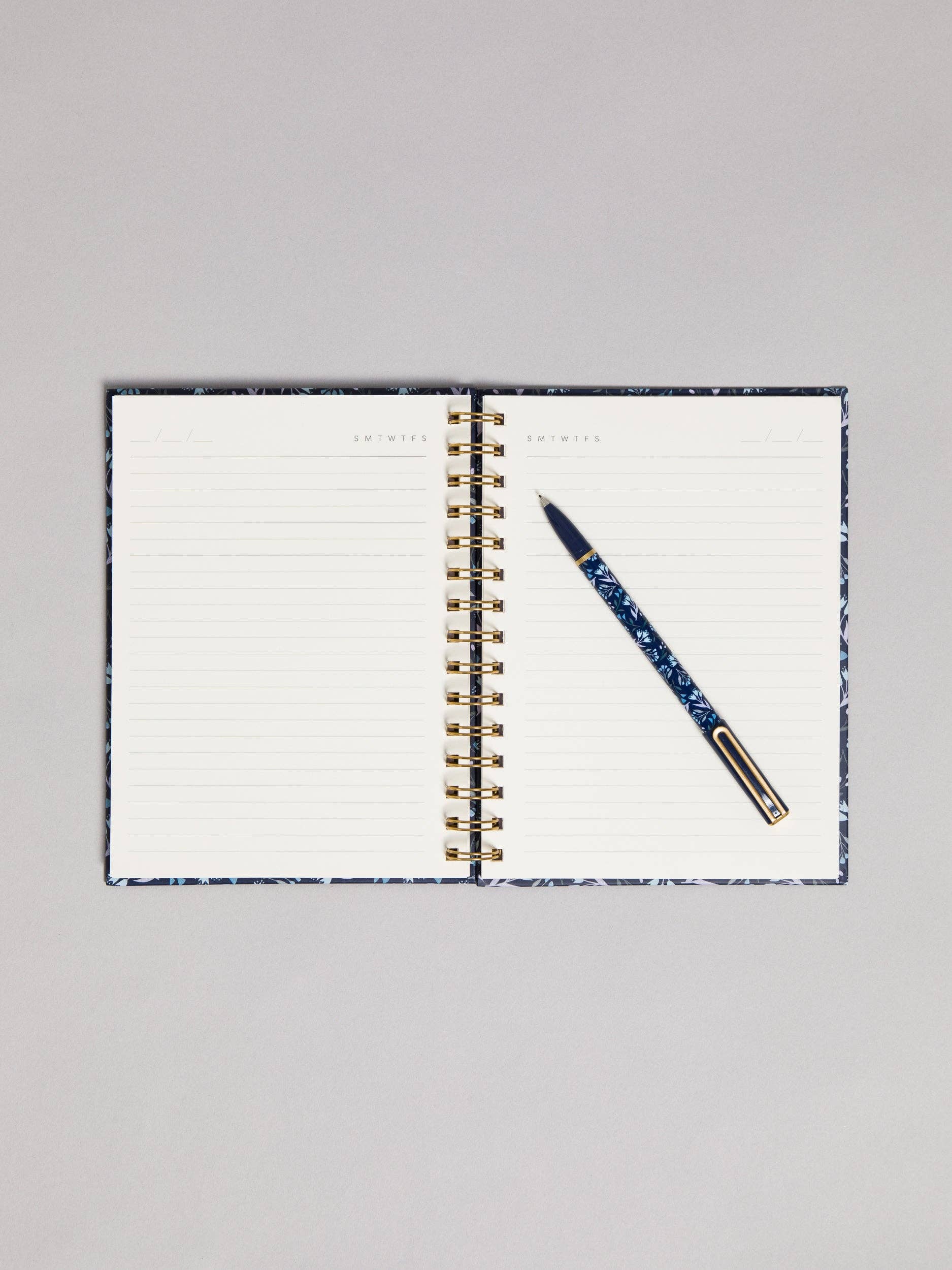 U Brands - Wholesale Journal/Diary - U Brands Navy Floral Spiral Journal + Pen1