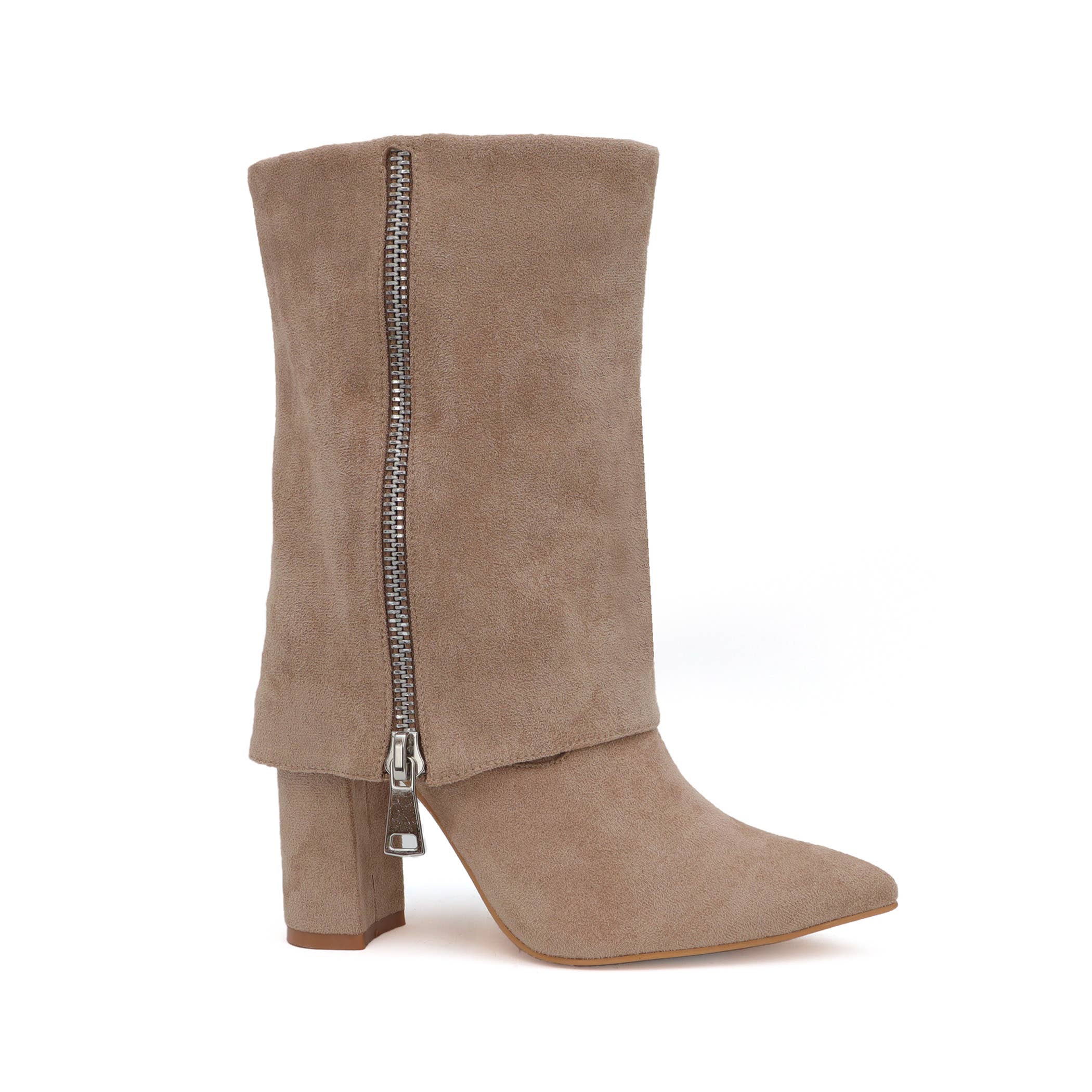 Yoki Fashion - Vendita all'ingrosso Stivali - Donna - Stivali da donna pieghevoli VIXXIE con dettagli a cerniera2