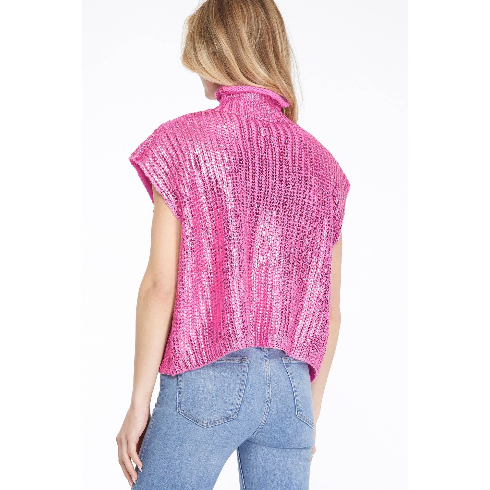 BNS - Wholesale Knit Top - Women's - Metallic Foil Short Sleeve Sweater Top8
