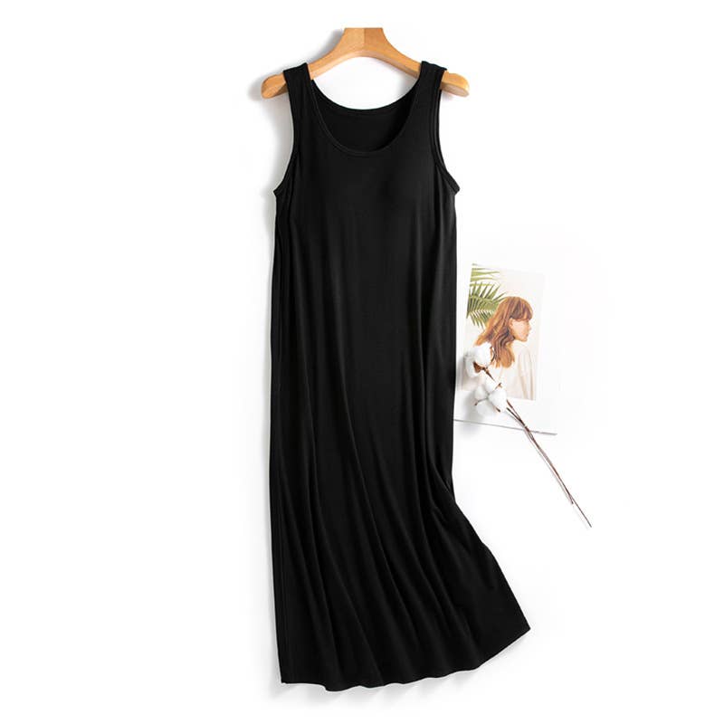 HIDDENBRAND - Wholesale Dress - Women's - Daily built-in bra tank dress lounge sleeveless dress0