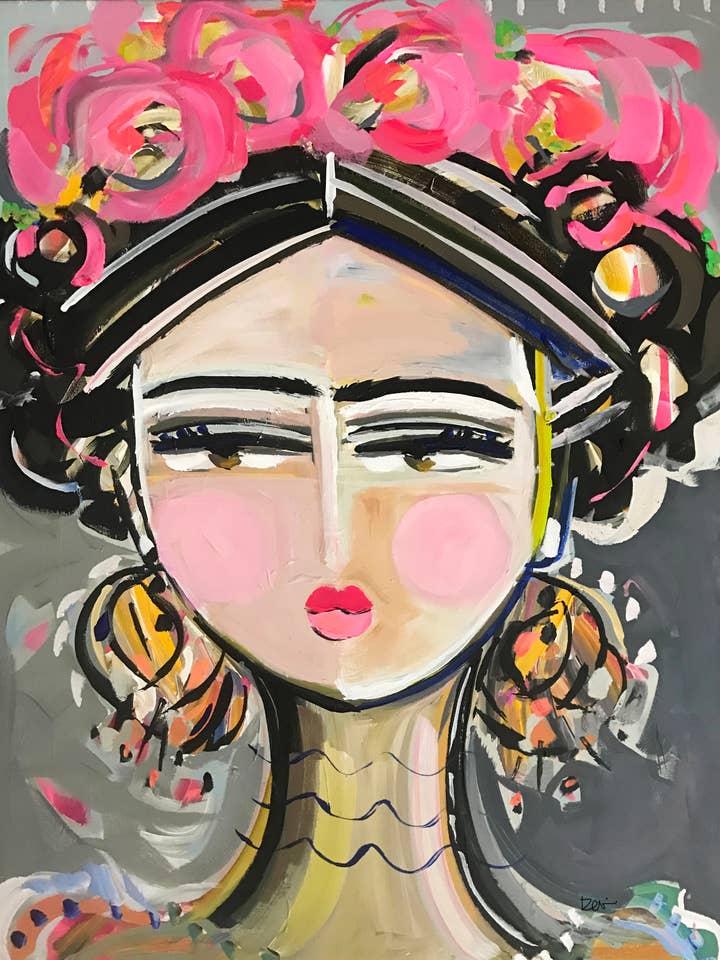 Portrait de Frida imprimé sur papier, « Frida Mas Fina » pour la vente par Maren Devine Art