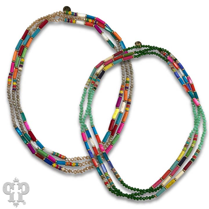 Pink Panache Brands - Wholesale Beaded/Pearl Necklace - Vibrant multi-color endless strand necklace