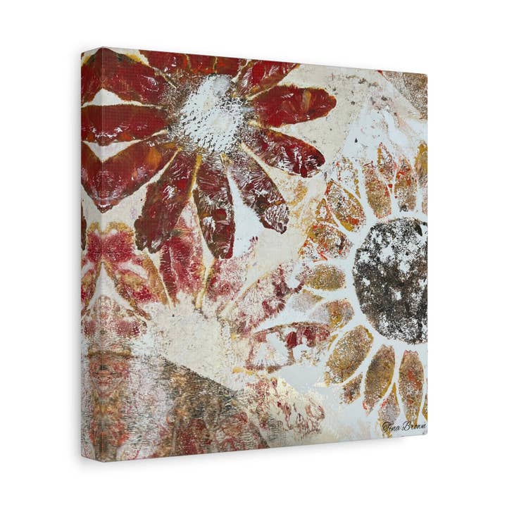 Tina Brown - Wholesale Art Print - Tan & Red Sun Flowers Art Print Matte Canvas, Stretched, 1.25"5