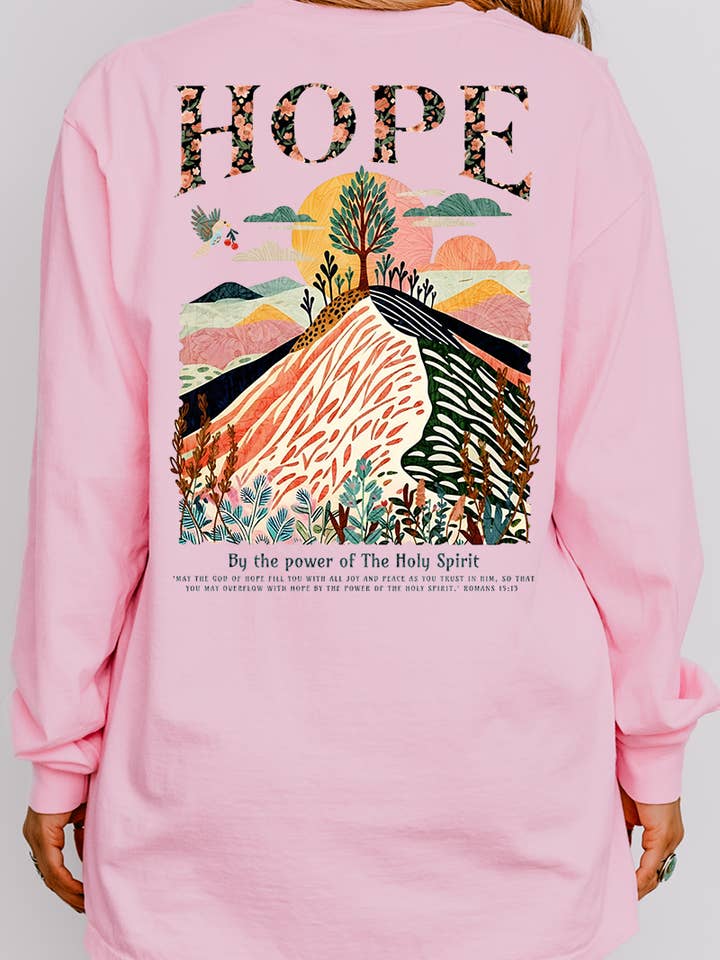 Wholesale Accessory Market - Wholesale Tunic - Women's - By The Power Of Hope Front & Back Design Comfort Colors Heavyweight Long T-Shirt0