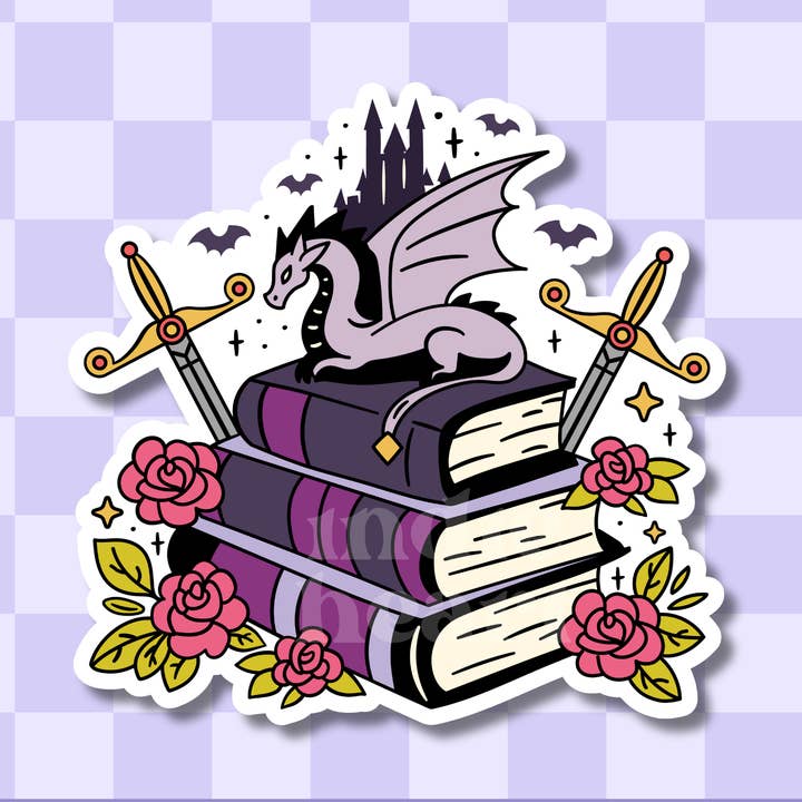 Autocollant Dragon de Fantasy Readers pour la vente par Indie Heart Studio