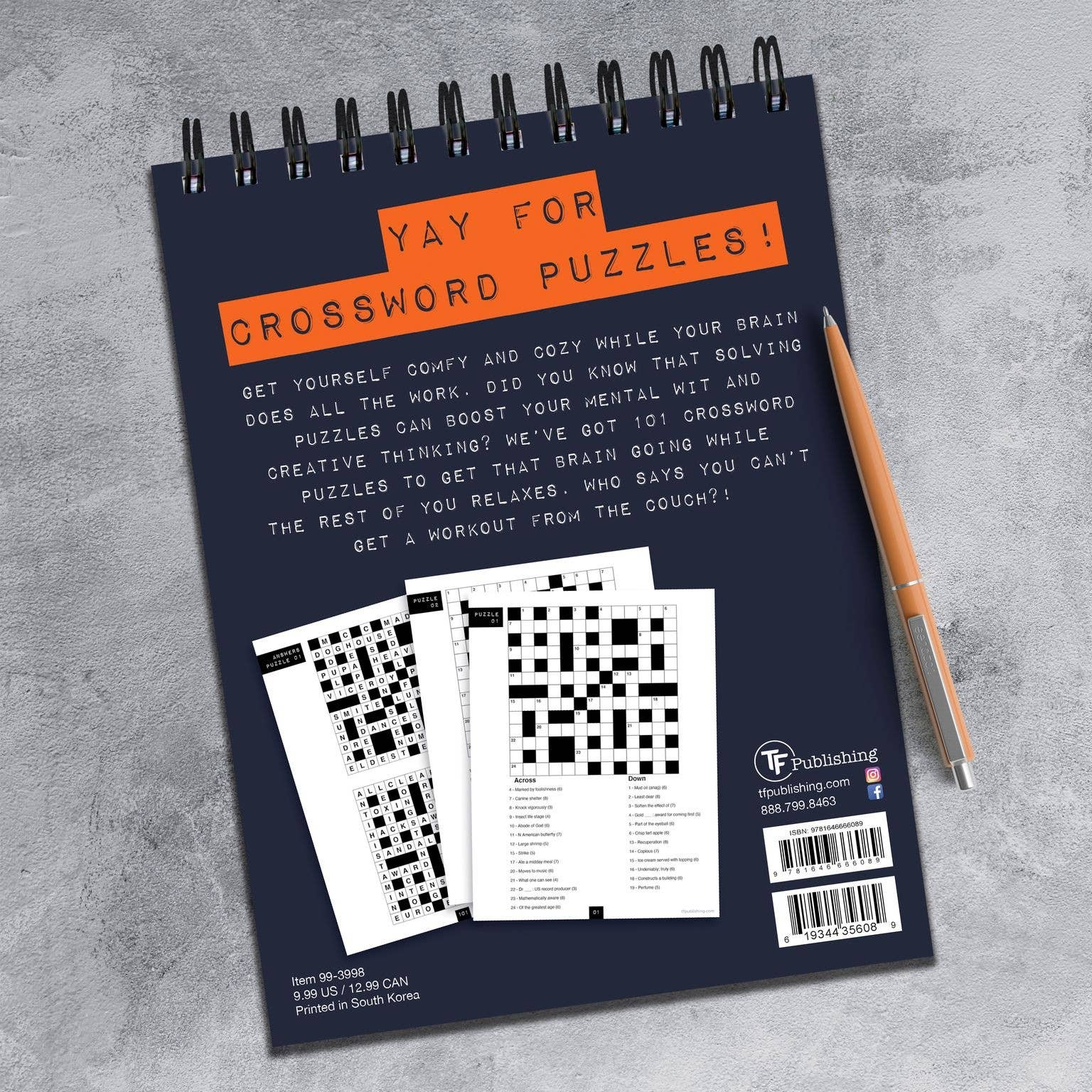 TF Publishing - Paper Goods - Wholesale Puzzel - Volwassene - #StayatHome Kruiswoordpuzzel Boek Spiraal puzzel Pad3