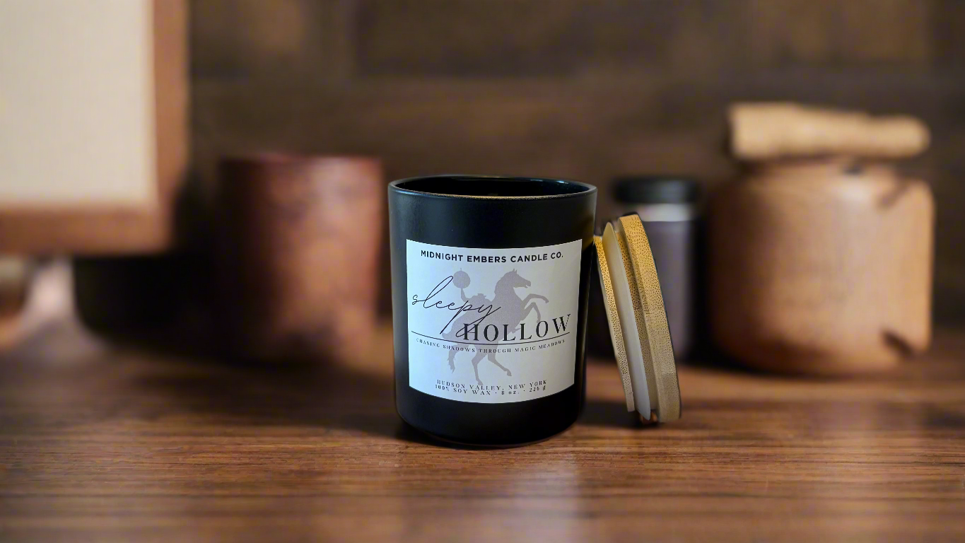 Midnight Embers Candle Co. - Wholesale Jar/Filled Candle - Sleepy Hollow 8 oz. | Fall Themed Cozy Candles0