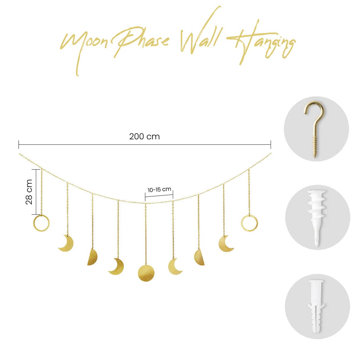 Yoga Junkies – Großhandel 3D-Wandkunst – Mondphasen Wandbehang im Boho-Stil mit Mondphasen-Motiv3