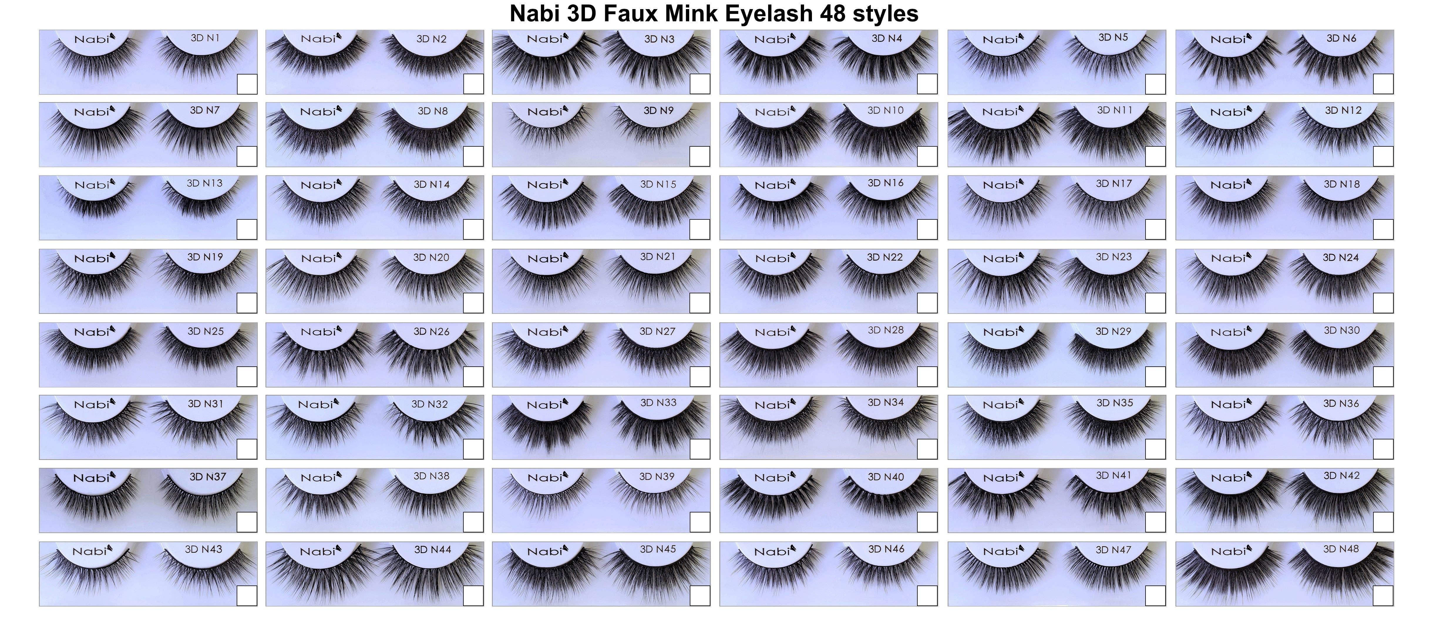 Nabi Cosmetic - Wholesale False/Fake Eyelashes - FMD 48 - 48styles Nabi 3D Faux Mink Eyelash 48DZ Floor Set1