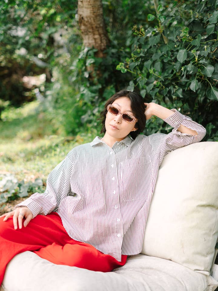 Nettle Studios - Wholesale Button Down Shirt - Unisex - Size Inclusive Plus Size Long Sleeve Button Up Striped Linen28