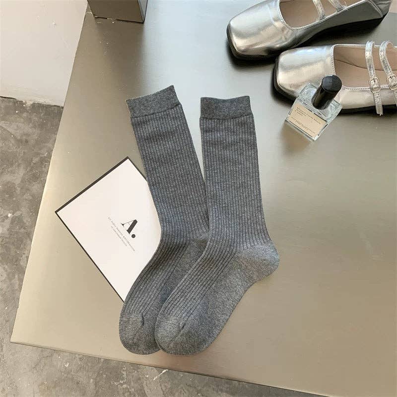 Dipped Shop – Großhandel Socken – Damen – Einfarbige Einfache Gerippte Socken DP25A4563