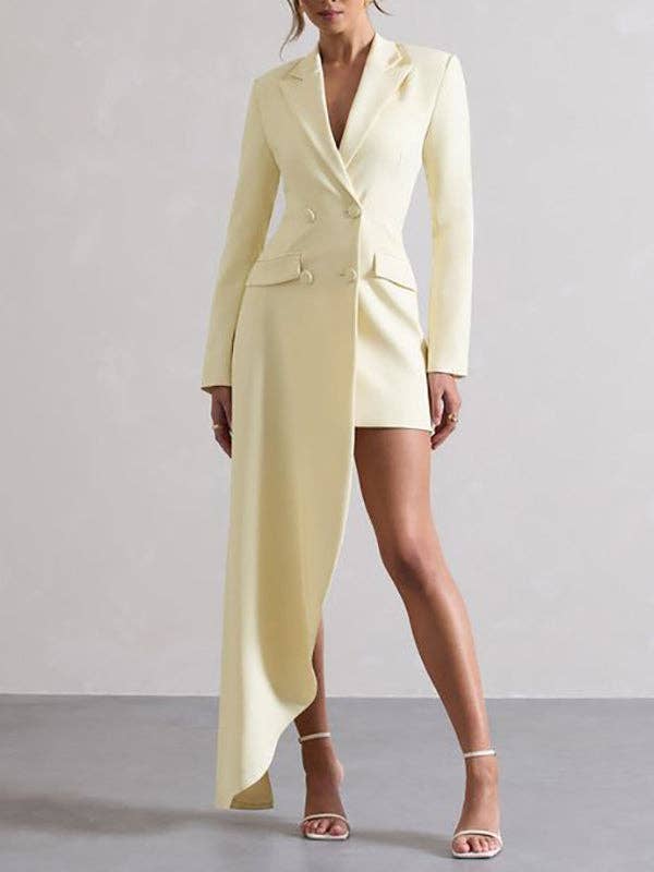 Sheer Trend - Wholesale Blazer - Women's - Asym Pocket Notch Collar Blazer