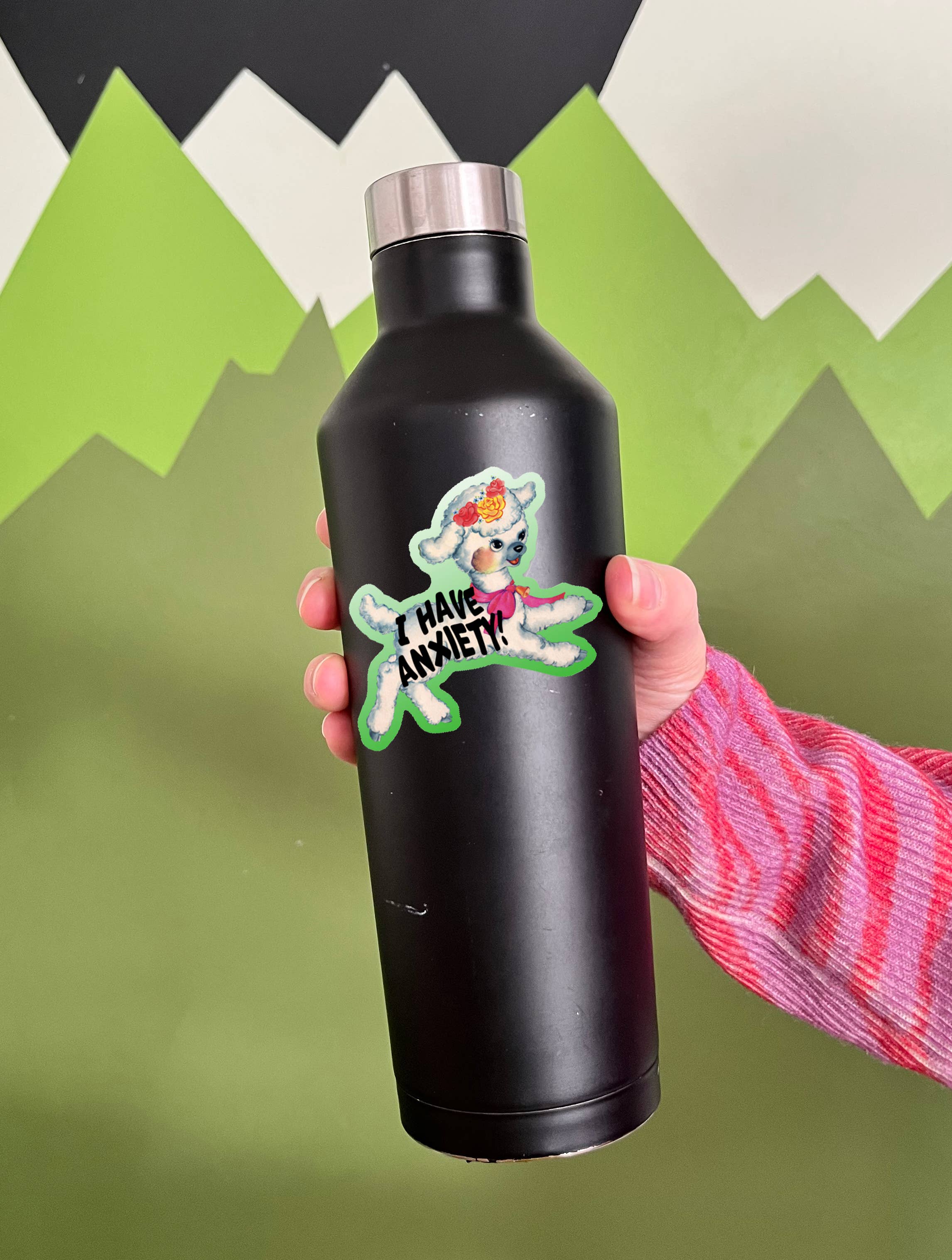 The Coin Laundry – wholesale Sticker – I Have Anxiety Cute Lamb Sticker - Funny Retro Style Sticker4