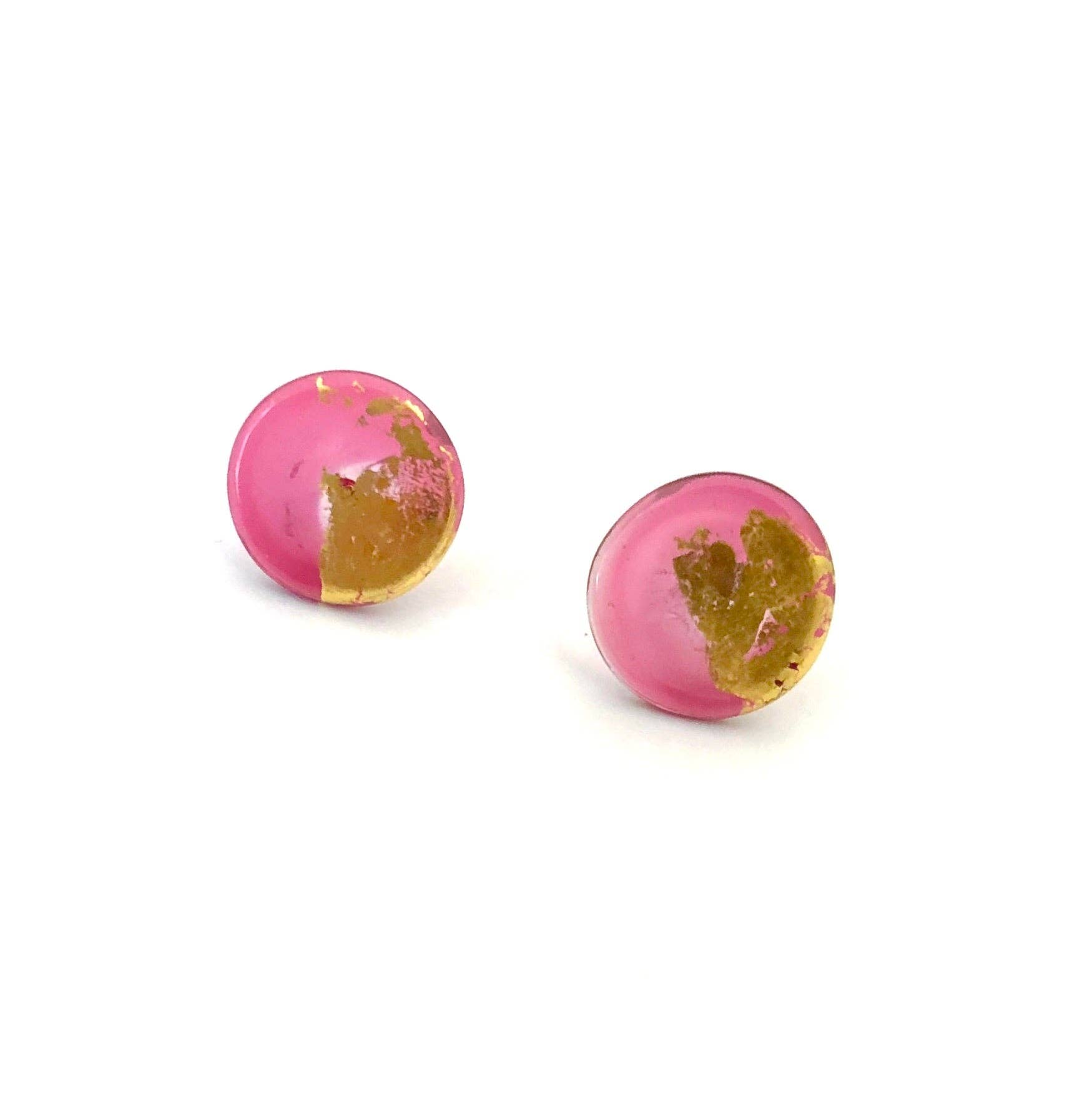 Helen Chalmers – wholesale Stud/post earrings – Gold Cranberry Handmade Lampwork Stud Earrings