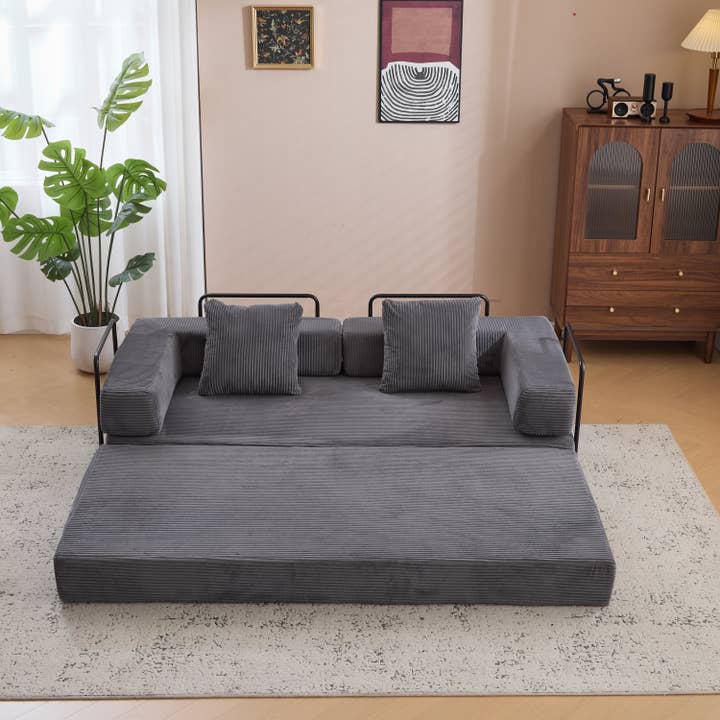 Convertible Floor Couch with Pillow Armrest, Corduroy Fabric for wholesale by 39F Inc.